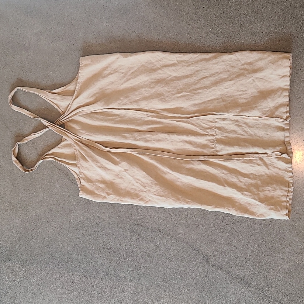 100% Linen Japanese cross back Apron Colour Sand